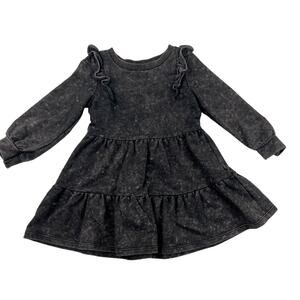 Art Class Black Acid Washed Ruffle Dress